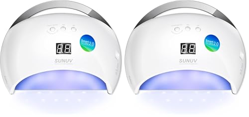 SUNUV Lampe à Ongles LED Séchoir UV Intelligent 2.0 pour vernis à Ongles Gel Couleur Basse Indolore en Manucure/Pédicure SUN6 Blanc (Lot de 2)