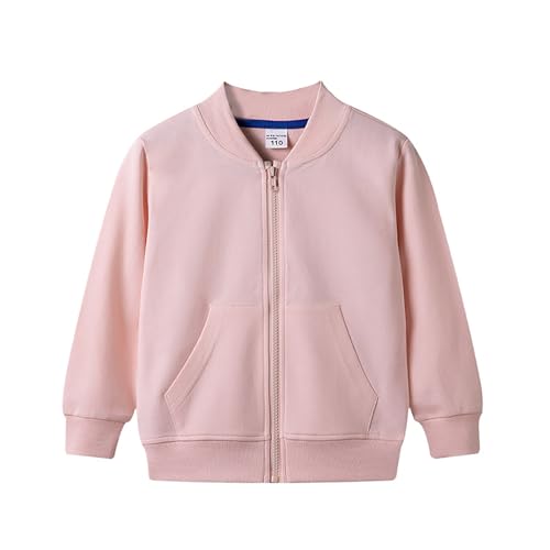 LittleSpring Neutral Boys Girls Baseball Jackets Kids Zip Up School Varsity Sweatshirt