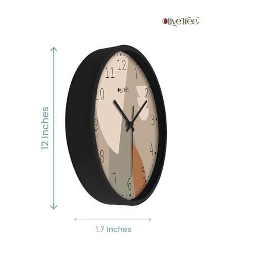 Image of Olive Tree Wall Clock 12 inch Silent Quartz Decorative Multicoloured Wall Clock Non-Ticking Classic Clock Battery Operated Round Easy to Read for Room /Home /Kitchen /Bedroom /Office /School - 9045