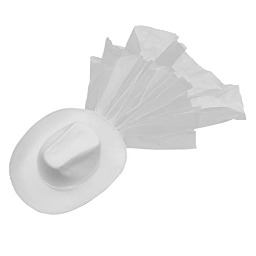 GALPADA Cowboy Hat and Veil Set Fashionable Western Hat for Dress-up Masquerade Events White