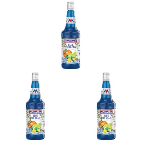 Image of Manama Blue Curacao Flavoured Syrup, Fruit Twist for Mocktails and Cocktails (750ML) (Pack of 3)