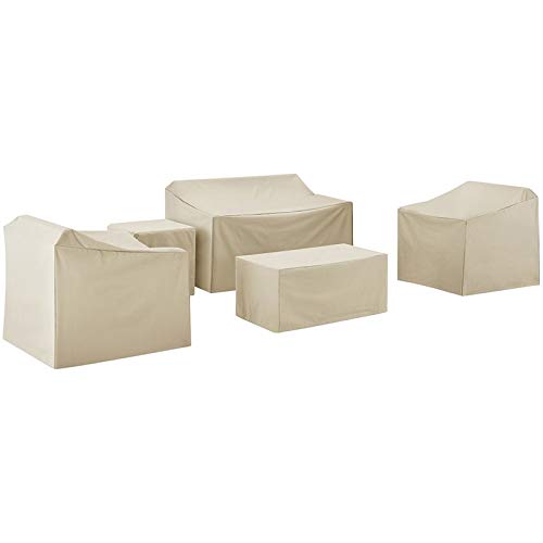 Afuera Living 5-Piece Vinyl/Heavy Gauge Patio Loveseat Cover Set in Tan