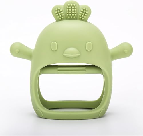 Image of UCRAVO 1 Pack Teething Toys for Baby, Teething Mitten for Babies, Baby Toys 0-6 Months, Silicone Teether for Toddler Infant, Baby Boy Girl Shower Gifts Teething Relief Chew Toys(Green)