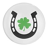 Good Luck Shamrock Horseshoes Round Glass Refrigerator Magnet Fridge Sticker Cute for Office Cabinet