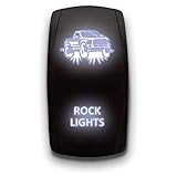 Rock Lights - White - Laser Etched Toggle Switch 20A 12V - Vertical Rocker Switch 5-Pin DPST