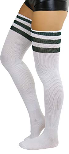 Image of ToBeInStyle Women's Heavyweight Knit Thigh High Long Socks w /Contrast 3 Stripe Top Band