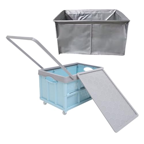 Carrito de almacenamiento azul de plástico resistente con ruedas y asa 2