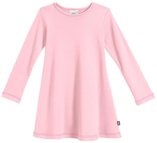 Image of City Threads Girls' 100% Cotton Long Sleeve Dress - Active Kids School, Playing, Parties - Made in USA