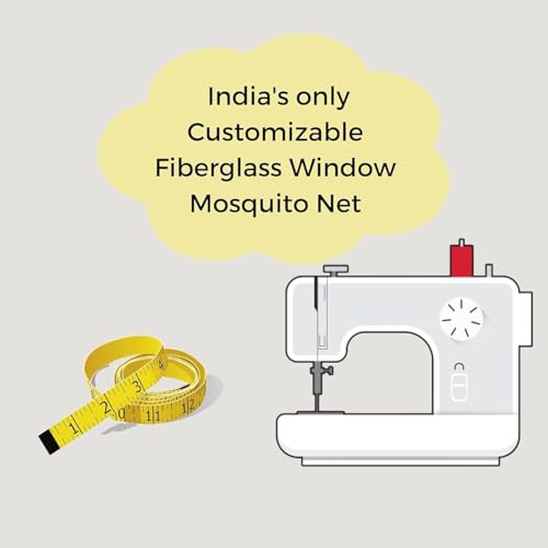 Image of Classic Mosquito Net for Windows Customized Fiberglass Net (Maximum Width-50cm|Maximum Height-50cm /Color: Ivory|Premium 120GSM Fiberglass Mesh with Self-Adhesive Hook Tape, Window net for Home)