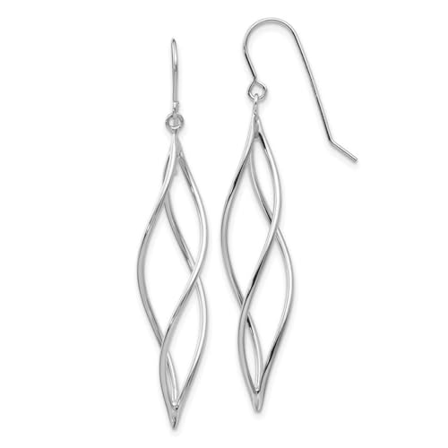 10k White Gold Polished Long Twisted Dangle Earrings 51x10mm Wide-Dangle Earring for Women - Main Image