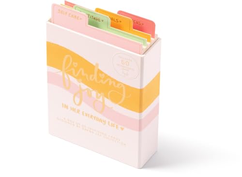 Image of Eccolo Dayna Lee inchFinding Joy inch Inspirational Cards - 60 Card Set Divided into Self-Care, Gratitude, Goals, and Focus Sections with Guided Prompts, Premium Cardstock, Gift-Ready Holder