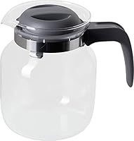 wenco Glaskanne 1,25 l - Ideal für Tee, Kaffee und Kaltgetränke, hitzebeständig, mit Deckel und Ausguss-Öffnung - Spülmaschinenfest und bruchsicher - Transparent/Grau