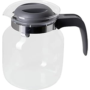 wenco Glazen kan 1,25 l – Ideaal voor thee, koffie en koude dranken, hittebestendig, met deksel en schenkopening – vaatwasmachinebestendig en onbreekbaar – transparant/grijs