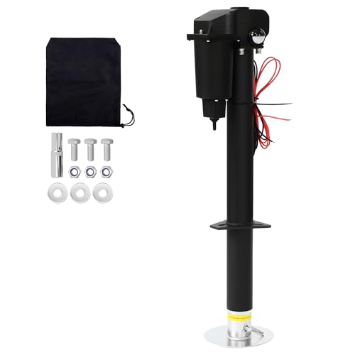 Pafessa 12V Electric Tongue Jack 3500lb A-Frame Heavy Duty Trailer Jack 18 Travel Add 4.5 with The Drop Foot & LED Light for Travel Trailer Camper Protective Cover Included