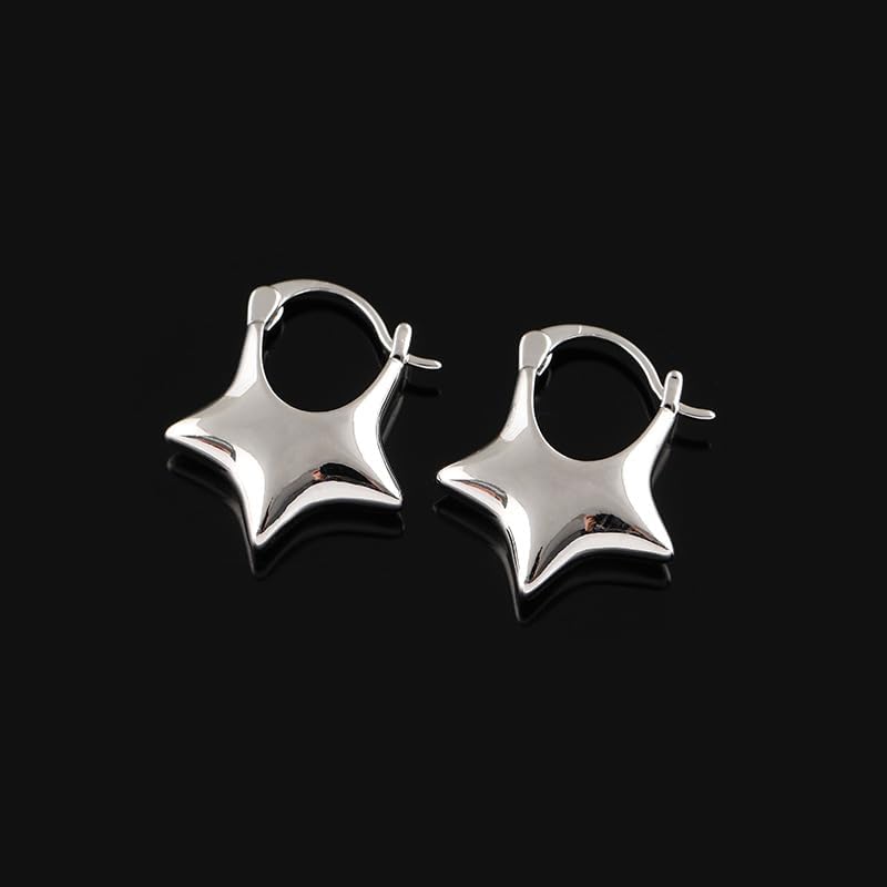 star hoop earrings,Plating silver star earrings for Women - Image 3