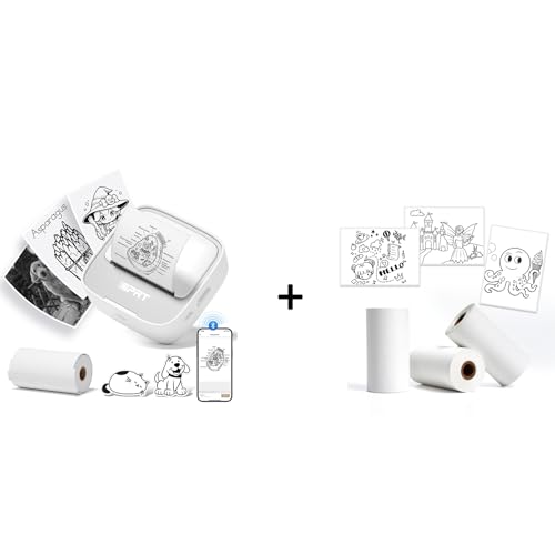 PRT Mini Sticker Printer with 4 Rolls Sticker Paper