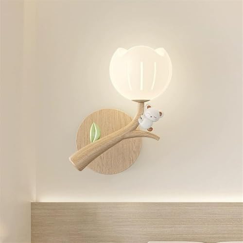 Aplique de Pared para Dormitorio. Aplique de Pared LED Moderno con Forma de Rama de árbol para habitación Infantil. Decoración con Animales de Dibujos