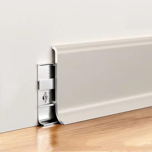 Paquete de 4 zócalos de aluminio de 125 cm para baños y cocinas, fácil de instalar y limpiar, elegante color café leche, 40 mm de ancho.