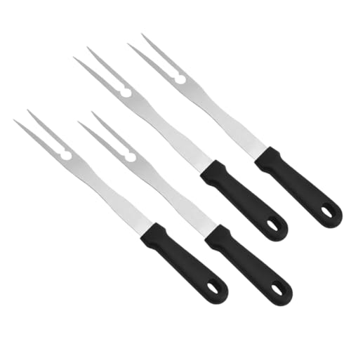 ibasenice 4 Piezas Tenedor de Barbacoa de Inoxidable con Ergonómico Utensilios Resistentes Asar Carne y Verduras Herramientas de Cocina Camping y Fiestas al Aire