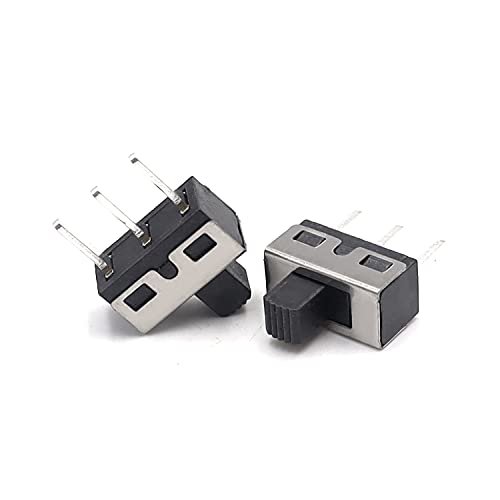 Tnuocke 18PCS 5mm High Knob Vertical Micro Mini Slide Switchs,3 Pin 2 Position 1P2T SPDT Toggle Switches Panel Mount AC 125V 2A SS12D10-G5