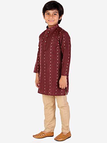 Image of Pro-Ethic Style Developer Boys Cotton Floral Ethnic Wear Kurta & Contrast Pajama Set (152)