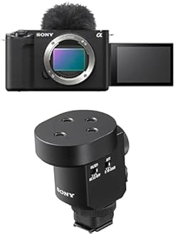 Bundle of Sony Alpha ZV-E1 Full-Frame Interchangeable Lens Mirrorless Vlog Camera - Black Body + Sony Digital Shotgun Microphone ECM-M1,Black