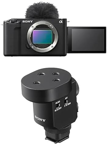 Bundle of Sony Alpha ZV-E1 Full-Frame Interchangeable Lens Mirrorless Vlog Camera - Black Body + Sony Digital Shotgun Microphone ECM-M1,Black