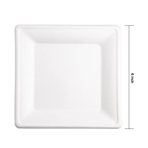 Hioasis 200Pcs Compostable Disposable Paper Plates, 6Inch Square Paper Dessert Plates Heavy Duty, Biodegradable Disposable Paper Plates, Eco Friendly Disposable Plates, Perfect For Picnic, Party #TOP1