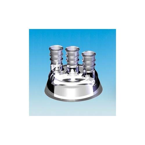 6486-20 Series Reaction Flask Head, 4" Conical Flange, 3 Necks, 29/42 Center Joint, Two 24/40 Side Joints