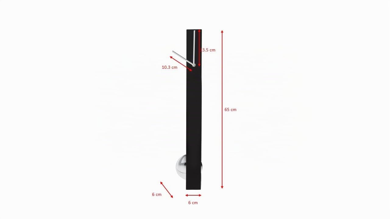 Kare Design Orologio da Parete Pendulum, Nero/Argento, 65x6x6 cm | alluminio e matallo, sottile, stile minimal, movimento al quarzo, soggiorno, batteria non inclusa