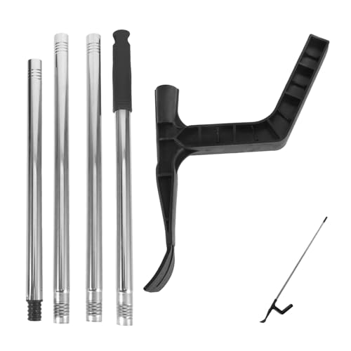 PHENOFICE Pulitore per grondaie con manico lungo staccabile - Paletta per grondaie per la rimozione di foglie e detriti dal tetto - Soluzione di pulizia regolabile per la manutenzione stagionale della