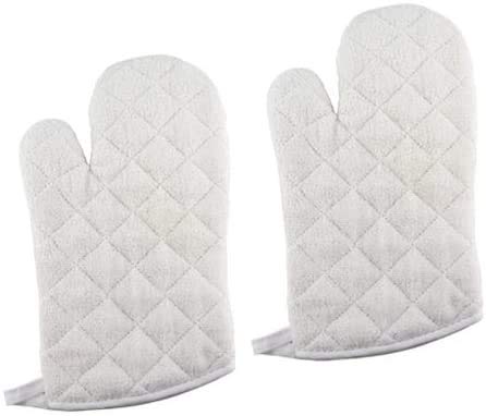 New Star Foodservice 32161 Commercial Grade Terry Cloth Oven Mitts, up to 400F, 17-Inch, Set of 2