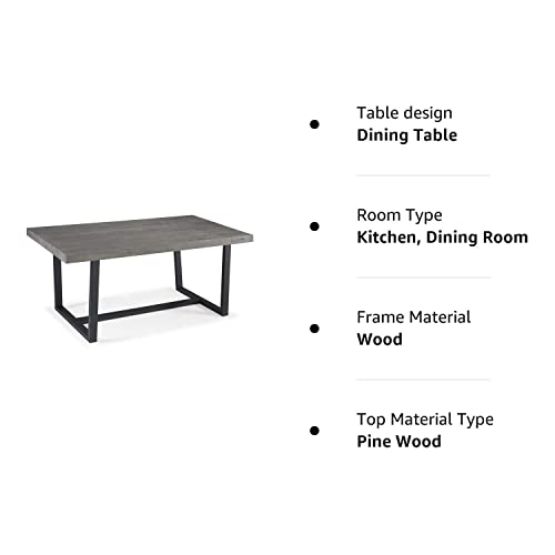 Walker Edison Andre Modern Solid Wood Dining Table, 72 Inch, Grey #TOP5