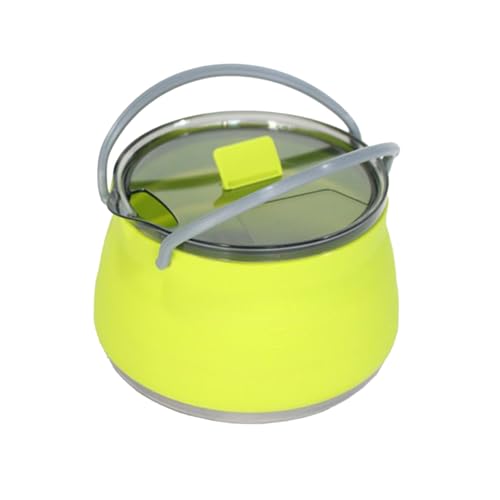 Capitole da campeggio pieghevole - bollitore a campo di silicone portatile con manico pieghevole, pentola da cucina esterna 1L | Teiera da viaggio leggera per escursioni, zaino in spalla e acqua bolle