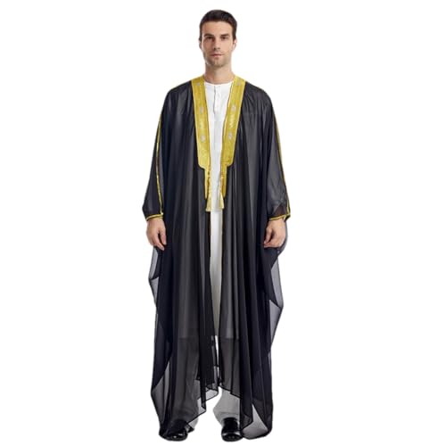 Adhdyuud Men Dubai Saudi Open Kimono Muslim Long Robe Islam Arabic Abayas Middle Eastern Caftan Jubba Thobe