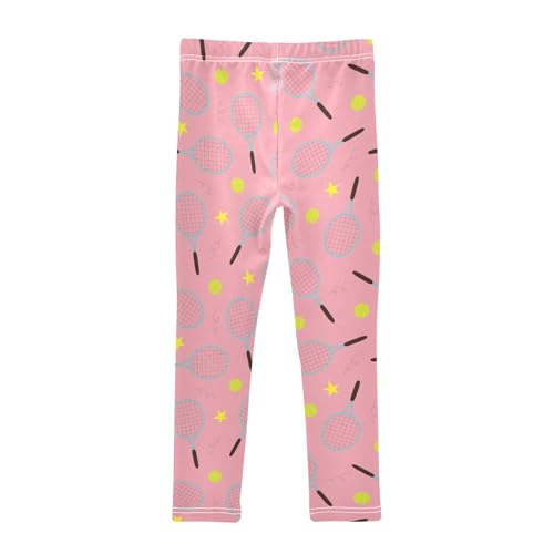 Tennis Rackets Balls Girls Leggings,Workout Leggings for Girls Toddler Athletic Leggings Size for 3-10T2