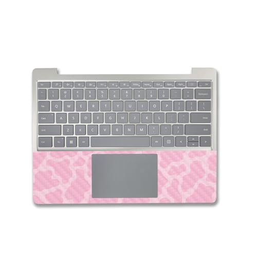 Image of MightySkins Carbon Fiber Skin Compatible with Microsoft Surface Laptop Go 3 (2023) Full Wrap Kit - Pink Giraffe | Protective, Durable Textured Carbon Fiber Finish | Made in The USA