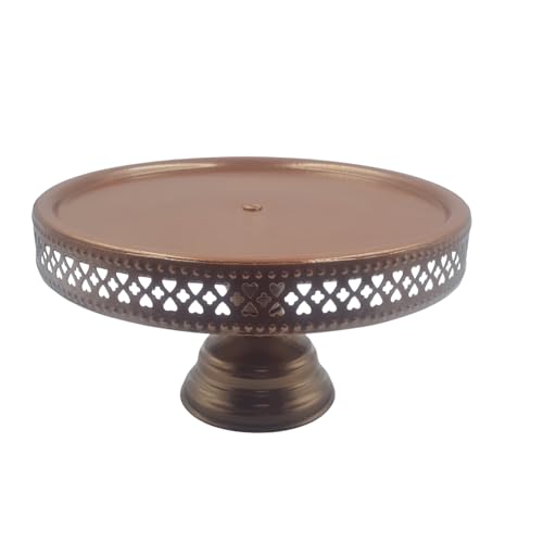 Image of Non Revolving Cake Stand Pedestal 9 inch Diameter (Top), Strong Metal (Copper)