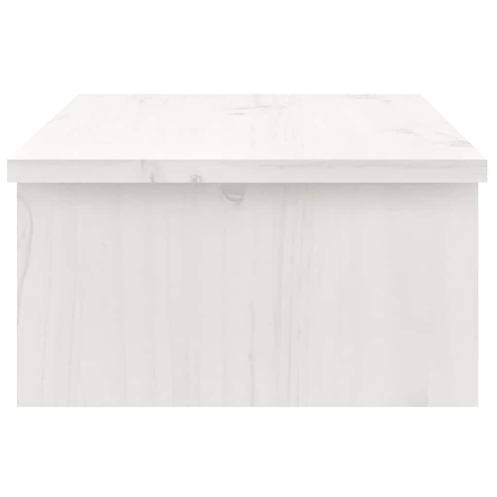 Supporto per monitor bianco in legno di pino massiccio, 50 x 27 x 15 cm, ergonomico, stabile, salvaspazio, per scrivania per computer, scrivania, tavolo da gioco in casa e soggiorno