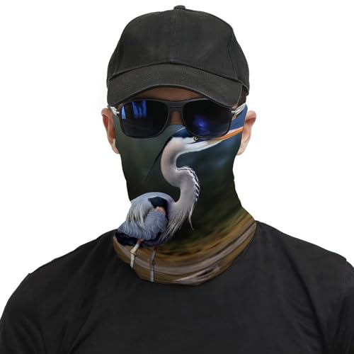 Neck Gaiter Heron Face Mask for Travel Face Cover Scarf for Men Women Elastic Headbands Wind-proof Bandana for Skiing Fishing Hiking Cycling3