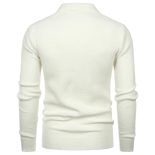Bciopll Men Half Zipper Turn Down Collar Sweater Slim Fit Solid Knitted Pullover3