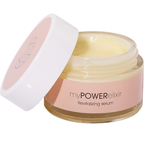 Miya Cosmetics Suero facial revitalizante natural, 50 ml, contiene cera de abeja, vitaminas y aceites, reduce las arrugas y signos de fatiga, hace que la piel sea firme, suave e iluminada, sin