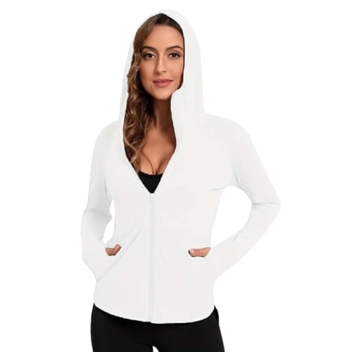 Image of ELEG & STILANCE Women's UPF 50+ Lightweight Athletic Jacket UV Sun Protection Full Zip Cooling Hoodie Long Sleeve Sunscreen Protective Clothing for Women for Outdoor Hiking