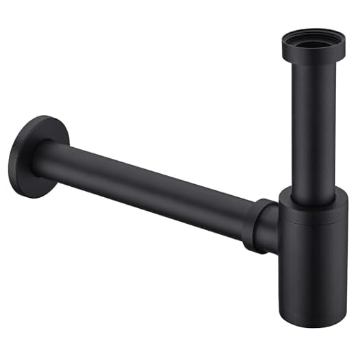 BSTIIU Bottle P Trap Brass Bathroom Vessel Sink Waste Drain with Longer 1 1/4 Inch Height Adjustable Slip Joint, Decorative Wall Drainage, Matte Black