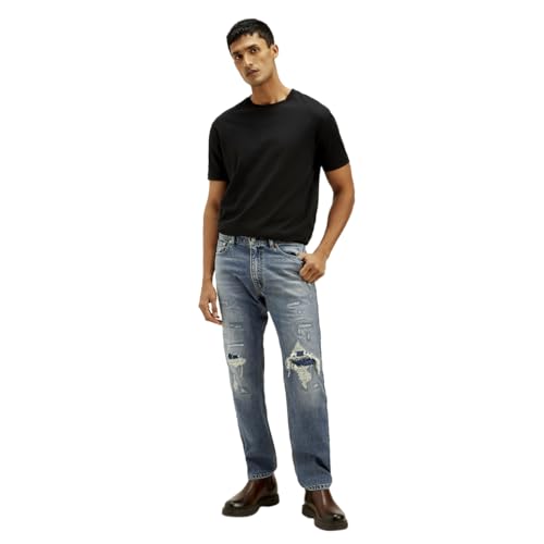 Image of Levi's Men's 555 Relaxed Straight Fit Blue Jeans