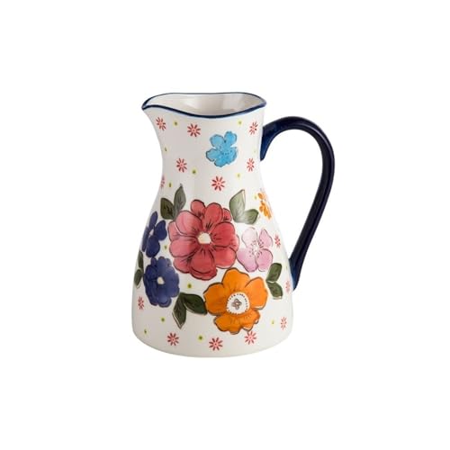 Hervidor frío Jarras de cerámica de 2000 ml con asa, hervidor de agua fría de gran capacidad, florero decorativo for el hogar for arreglos florales Juego de jarra de agua para agua fría/caliente