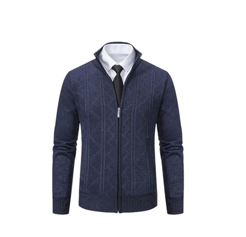 Men's Stand Collar Knitted Zipper Cardigan Sweater Solid Color Slim Knitted Sweaters