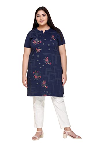 Image of In Love Women's Cotton Blend Plus Size Printed Kurti