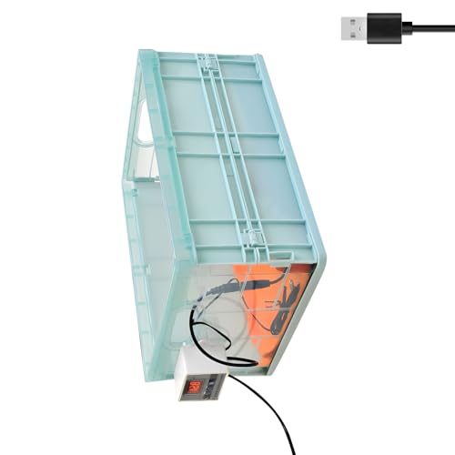 Incubadora de periquitos transparente con unidad de microprocesador y marco plegable compacto, temperatura ajustable, USB, caja de cría de aves con aberturas de ventilación y función de configuración