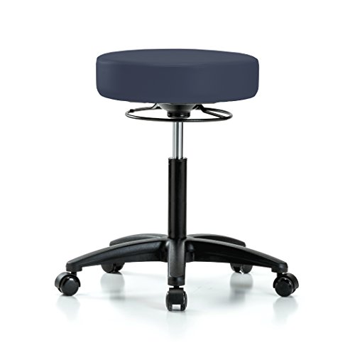 Perch 360 Degree Rolling Height Adjustable Massage Therapy Swivel Stool for Carpet or Linoleum | Workbench Height | 300-Pound Weight Capacity | (Imperial Blue Vinyl)